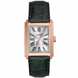 Montre Fossil Hommes FS6077 - Vert Cuir - Etanche 5 Atm - Quartz - Verre minéral - Analogique