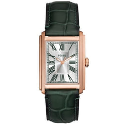 Montre Fossil Hommes FS6077 - Vert Cuir - Etanche 5 Atm - Quartz - Verre minéral - Analogique