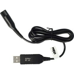 vhbw Câble de charge compatible avec Braun Series 5 550s-3, 550s-4, 560s-3, 560s-4, 570cc, 550, 560 rasoir - Câble d'alimentation, 120 cm, noir