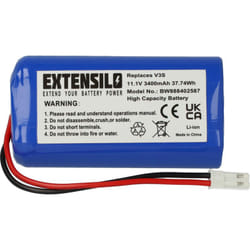 Batterie compatible avec iLife V3s, V5, V5s, V3 aspirateur (3400mAh, 11,1V, Li-ion) - Extensilo