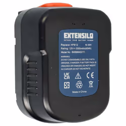 EXTENSILO Batterie remplacement pour Black & Decker A12 A12-XJ A12EX A1712 BD1204L BPT1047 FS120B pour outil électrique (3300