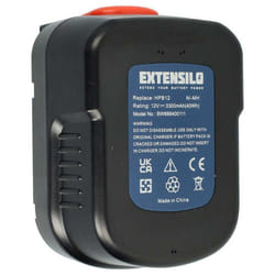 EXTENSILO Batterie remplacement pour Black & Decker A12 A12-XJ A12EX A1712 BD1204L BPT1047 FS120B pour outil électrique (3300