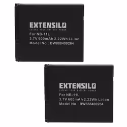 EXTENSILO 2x Batteries remplacement pour Canon NB-11L NB-11LH pour appareil photo reflex numérique (600mAh 37V Li-ion)