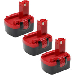 Vhbw - 3x Batterie remplacement pour Bosch 2 607 335 611, 2 607 335 533, 2 607 335 619, 2607335534 pour outil électrique (2000 mAh, NiMH, 14,4 v)