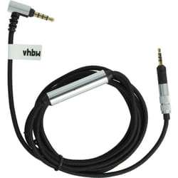 Câble audio aux compatible avec Bose QC35, QC35 ii, QC25 casque - Avec prise jack 3,5 mm, 150 cm, noir / argenté - Vhbw