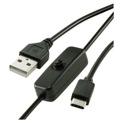 Renkforce - Câble d'alimentation Raspberry Pi® [1x usb 2.0 type a mâle - 1x usb-c® mâle] 1.00 m noir avec interrupteur On/Off A148102