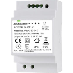 Alimentation rail din Basetech PSDD-60-24-2 24 v 2.5 a 60 w Nbr. de sorties:2 x A372592