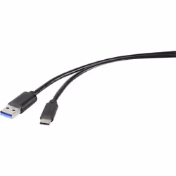 Renkforce RF-4536470, 0,15 m, USB A, USB C, USB 3.2 Gen 1 (3.1 Gen 1), 500 Mbit/s, Noir