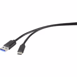 Renkforce RF-4536472, 0,3 m, USB A, USB C, USB 3.2 Gen 2 (3.1 Gen 2), 5000 Mbit/s, Noir