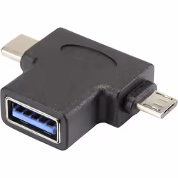 Renkforce RF-4541490, USB 3.1 (Gen 1) Type A, Micro-USB 2.0 B, USB-C, Noir