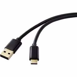 Renkforce RF-4547682, 1,8 m, USB A, USB C, USB 2.0, 480 Mbit/s, Noir