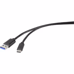 Renkforce RF-4599658, 0,5 m, USB A, USB C, USB 3.2 Gen 1 (3.1 Gen 1), 5000 Mbit/s, Noir