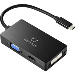RF-4633066 usb-c® / hdmi / dvi / vga Adaptateur [1x usb-c® mâle - 1x vga femelle, hdmi femelle, dvi femelle 24+5 pôles] noir Y983222 - Renkforce