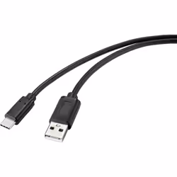 Renkforce RF-4695144, 2 m, USB A, USB C, USB 2.0, 480 Mbit/s, Noir