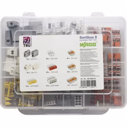 Description générale Cette boîte contient un assortiment de 123 pièces en 9 versions différentes de bornes pour boîte de déri ...