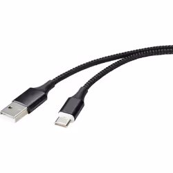 Renkforce RF-4746076, 1 m, USB A, USB C, USB 2.0, 480 Mbit/s, Noir
