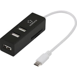 Hub USB 2.0 Renkforce RF-4995192 3 ports avec lecteur de carte SD intégré avec fonction OTG noir
