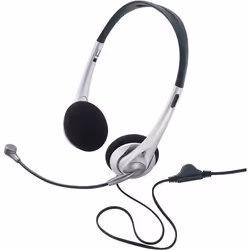 Renkforce Micro-casque supra-auriculaire filaire Stereo noir argent volume réglable ordinateur