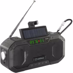 enquête Radio d'extérieur avec réception FM/OM, Bluetooth®, batterie au lithium, manivelle, panneau solaire, boussole Lecture ...