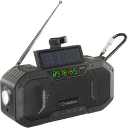 Radio d'extérieur Renkforce RF-CR-300 fm, am radio d'urgence, Bluetooth, sd rechargeable, panneau solaire, manivelle, lampe de poche noir X967182