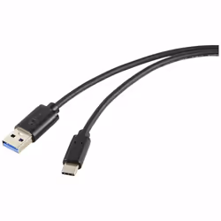 Renkforce RF-5720404, 1 m, USB A, USB C, USB 3.2 Gen 2 (3.1 Gen 2), 10000 Mbit/s, Noir
