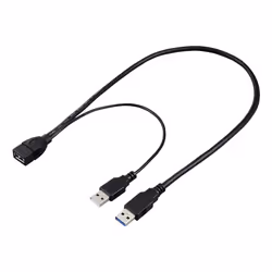 Renkforce RF-5719752, 0,5 m, USB A, 2 x USB A, USB 3.2 Gen 1 (3.1 Gen 1), 5 Gbit/s, Noir