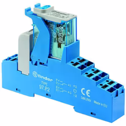 description Relais de couplage pour rail DIN avec connexion Push-In, LED intégrée et antiparasitage CEM. traits LED (vert) ·  ...