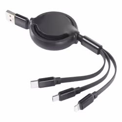 Renkforce RF-5800360, 1 m, USB A, USB C/Micro-USB B/Lightning, USB 2.0, Noir