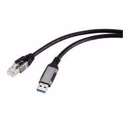 Renkforce RF-6055784, USB-A, RJ45, 1,8 m, Noir, Gris