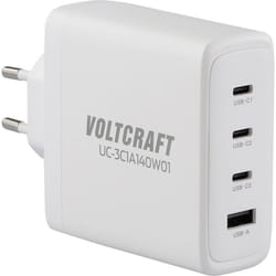Voltcraft - UC-3C1A140W01 Chargeur usb 140 w 3x usb-c®, 1x usb-a usb pd 3.1 blanc intérieure GaN A707473