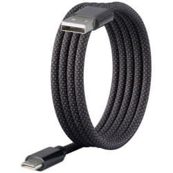 Renkforce - Câble usb usb 2.0 usb-c® mâle, usb-a mâle 1.00 m noir avec enroulement magnétique, gaine textile RF-6437924
