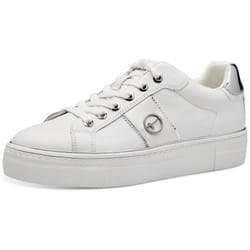 Baskets Femme TAMARIS - Blanc - Cuir - Lacets - Plat