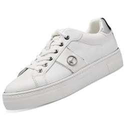 Baskets Femme TAMARIS - Blanc - Cuir - Lacets - Plat