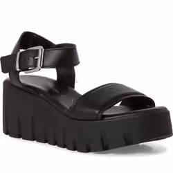 Sandales Tamaris 1-28712-42 003 Noir Femme - Cuir - Boucle de serrage - Talon plat 2 cm