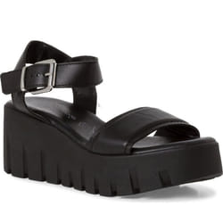 Sandales Tamaris 1-28712-42 003 Noir Femme - Cuir - Boucle de serrage - Talon plat 2 cm