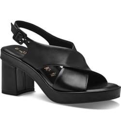 Sandales Femme - TAMARIS - 1-28049-42 001 - Cuir - Talon Plat - Noir
