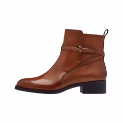 Bottines Cuir Tamaris - Cognac - Femme - Zip - Plat