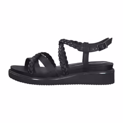 Sandales plates en cuir noir pour femme Tamaris - Confort exceptionnel