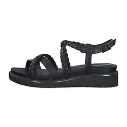 Sandales plates en cuir noir pour femme Tamaris - Confort exceptionnel