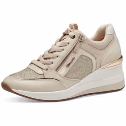 Basket Compensé Cuir Tamaris - Femme - Peigne Macca - Blanc - Confort exceptionnel