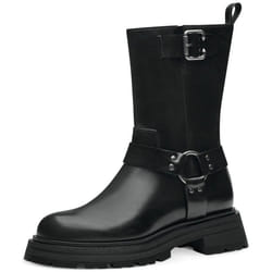 Bottines Biker Tamaris Femme Noir - Lanière et Boucle - Fermeture Zip - Hauteur de Tige 23 cm