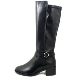Botte femme - TAMARIS - Cuir Noir - Tige Réglable avec Matériau Extensible - Zip