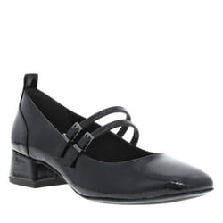 Ballerines noires vernies à bout carré et à talon décroché bas