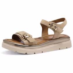 Sandales Compensé - TAMARIS - Tan - Cuir - Bride réglable - Confort exceptionnel