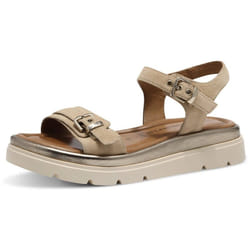 Sandales Compensé - TAMARIS - Tan - Cuir - Bride réglable - Confort exceptionnel