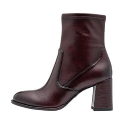 Bottine à Talon - Tamaris - Bordeau Vernis - Fermeture à Zip - Talon Large - Femme