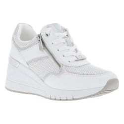 Baskets basses talon compensé haut Marco Tozzi blanc - Femme - MARCO TOZZI - Lacets