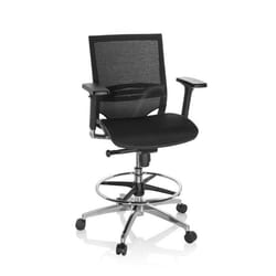 Chaise de comptoir - hjh OFFICE - TOP WORK 78 - Noir - tissu maille