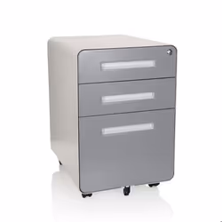 Caisson sur roulettes - hjh OFFICE - COLOR PLUS I - Blanc/Gris - Acier