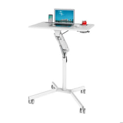 Bureau assis-debout - hjh OFFICE - STAND VM-SU I - Blanc - Panneau MDF cadre en acier